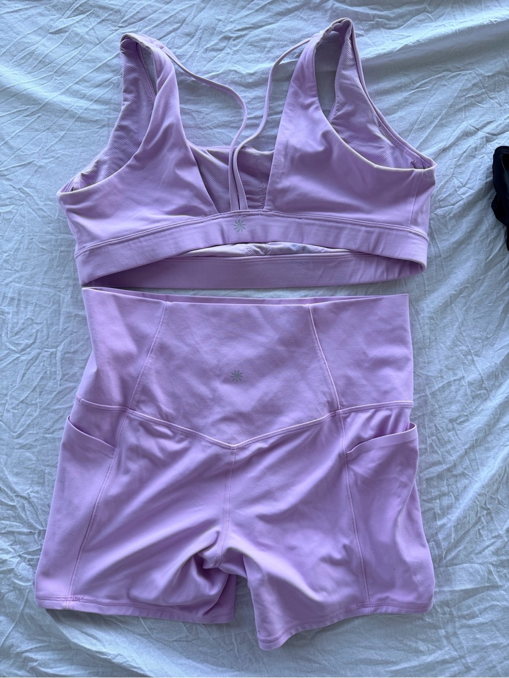 Athleta Lilac Seamless Sports Bra & High-Waist Bike Shorts Set - Picture 3 of 8